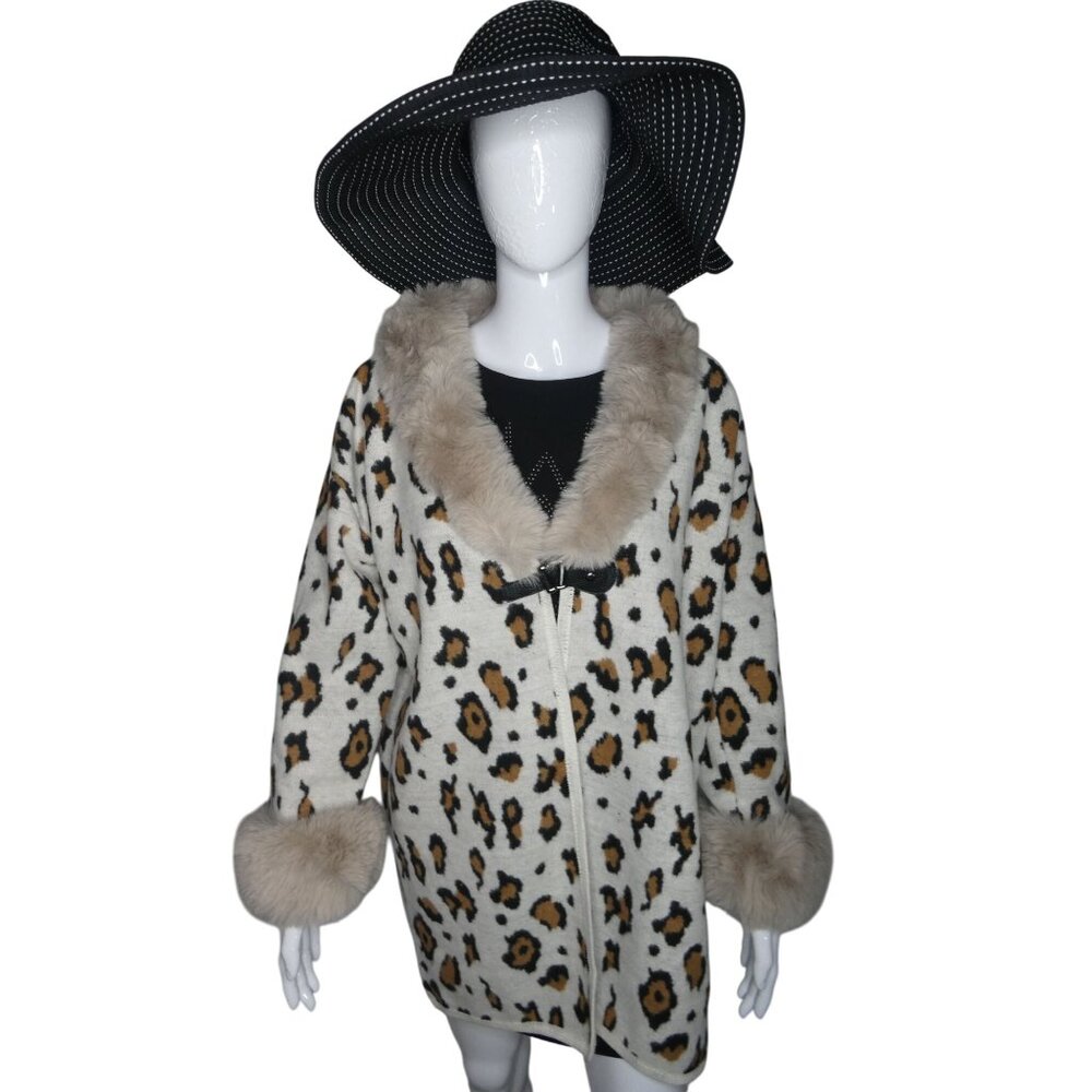 Northern Angel Women's Leopard Print Faux Fur Jacket Size S/M‎